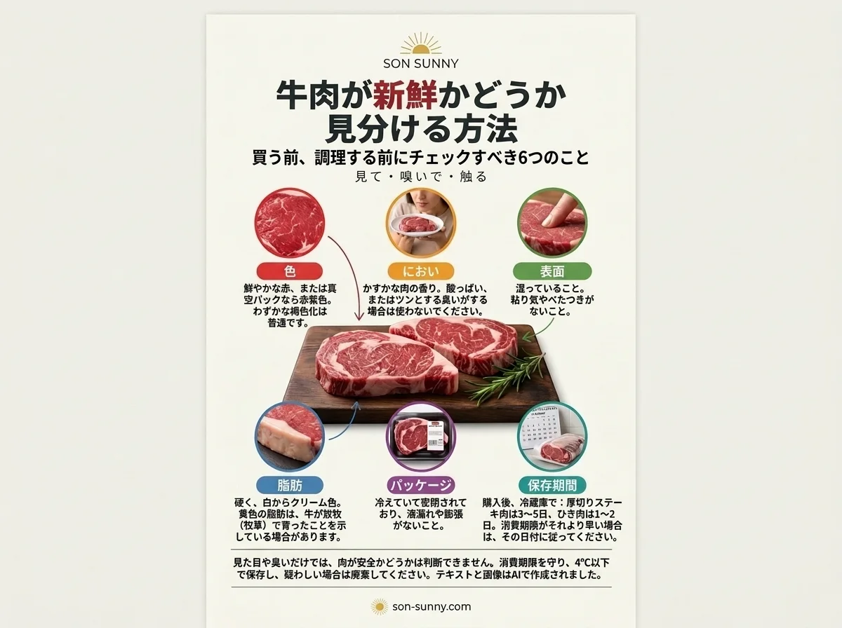 新鮮な牛肉の見分け方 - 買う前・調理する前に確かめたい6つのこと