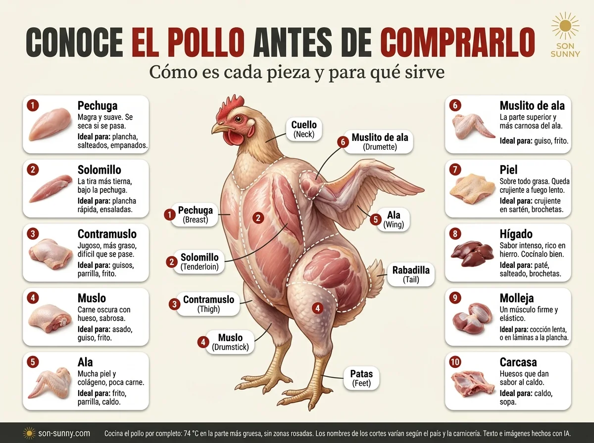 Conoce el pollo antes de comprarlo - Cómo es cada pieza y para qué sirve