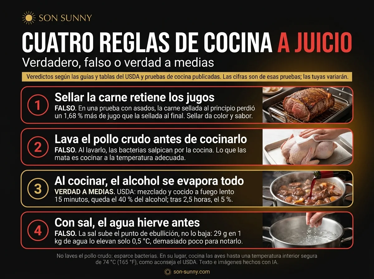 Cuatro reglas de cocina a juicio - Verdadero, falso o verdad a medias