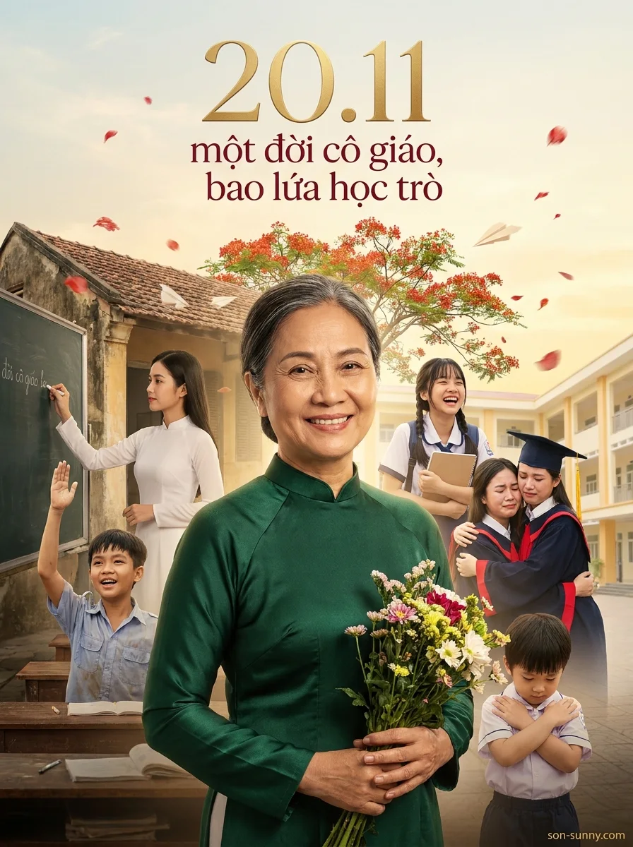 Póster de por vida: un maestro, generaciones de estudiantes (creado con IA)