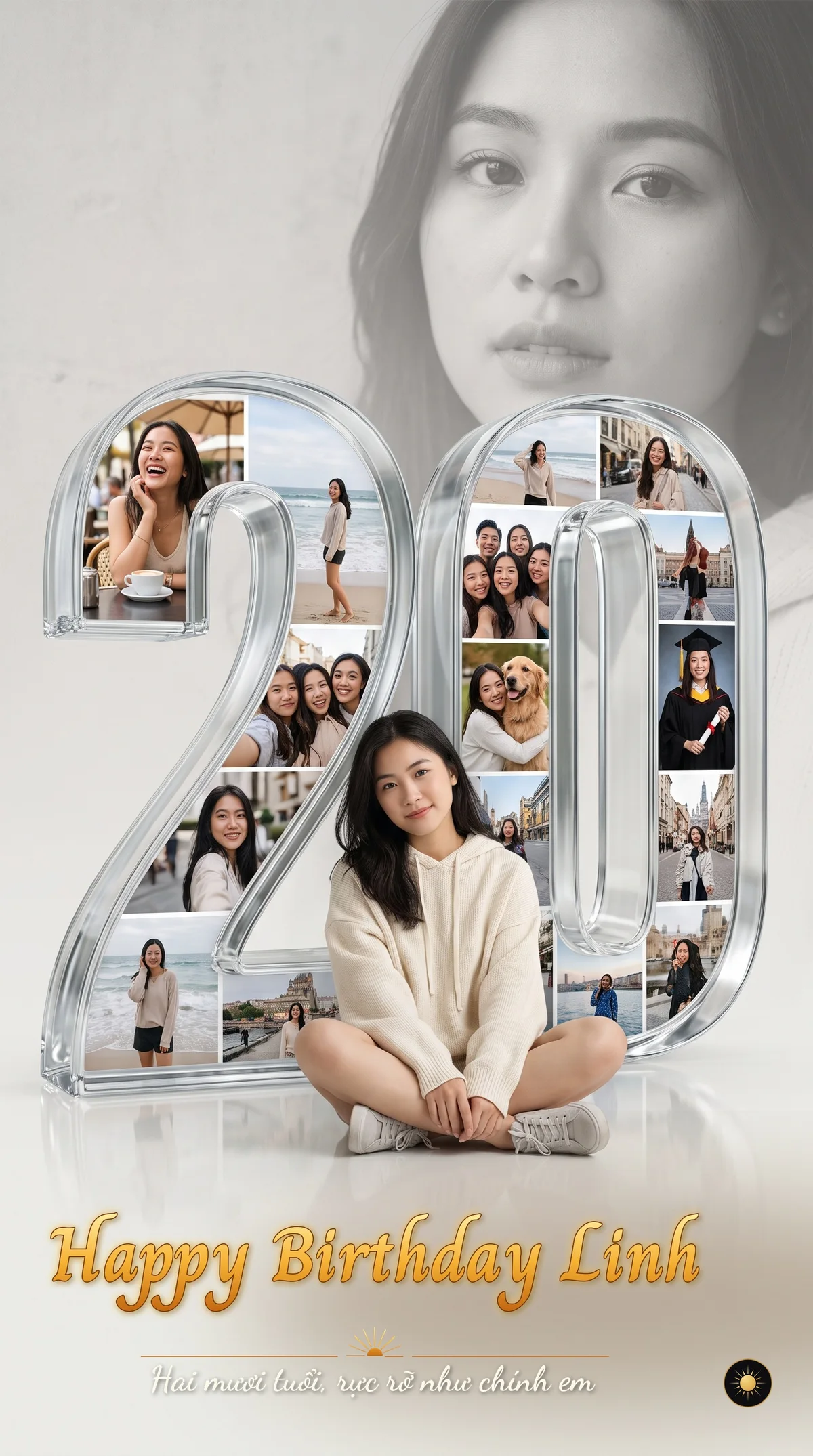 Birthday number collage: 20 (made with AI)
