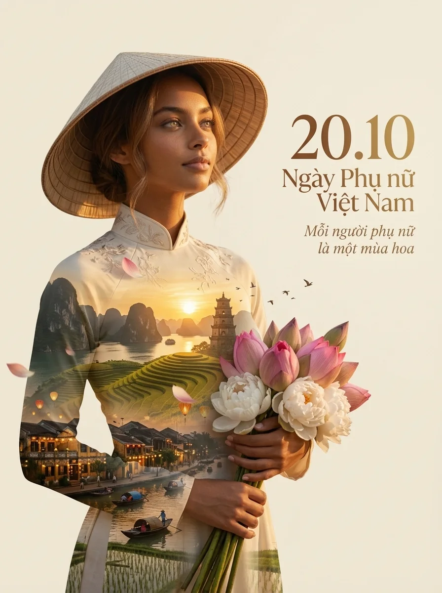 All of Việt Nam inside her áo dài (made with AI)
