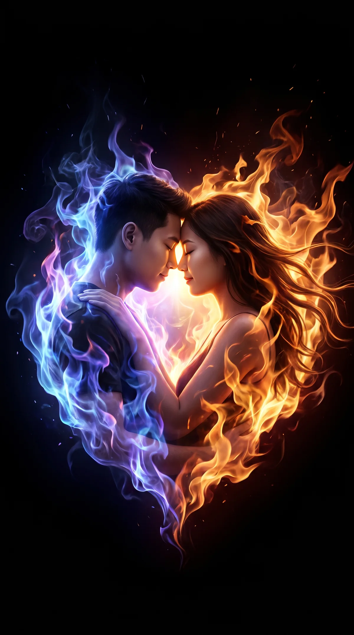 Tình yêu lửa và băng (tạo với AI)