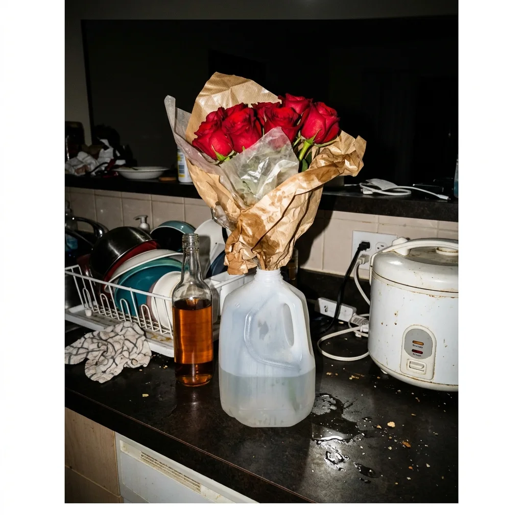 Roses in whatever was nearby (made with AI)