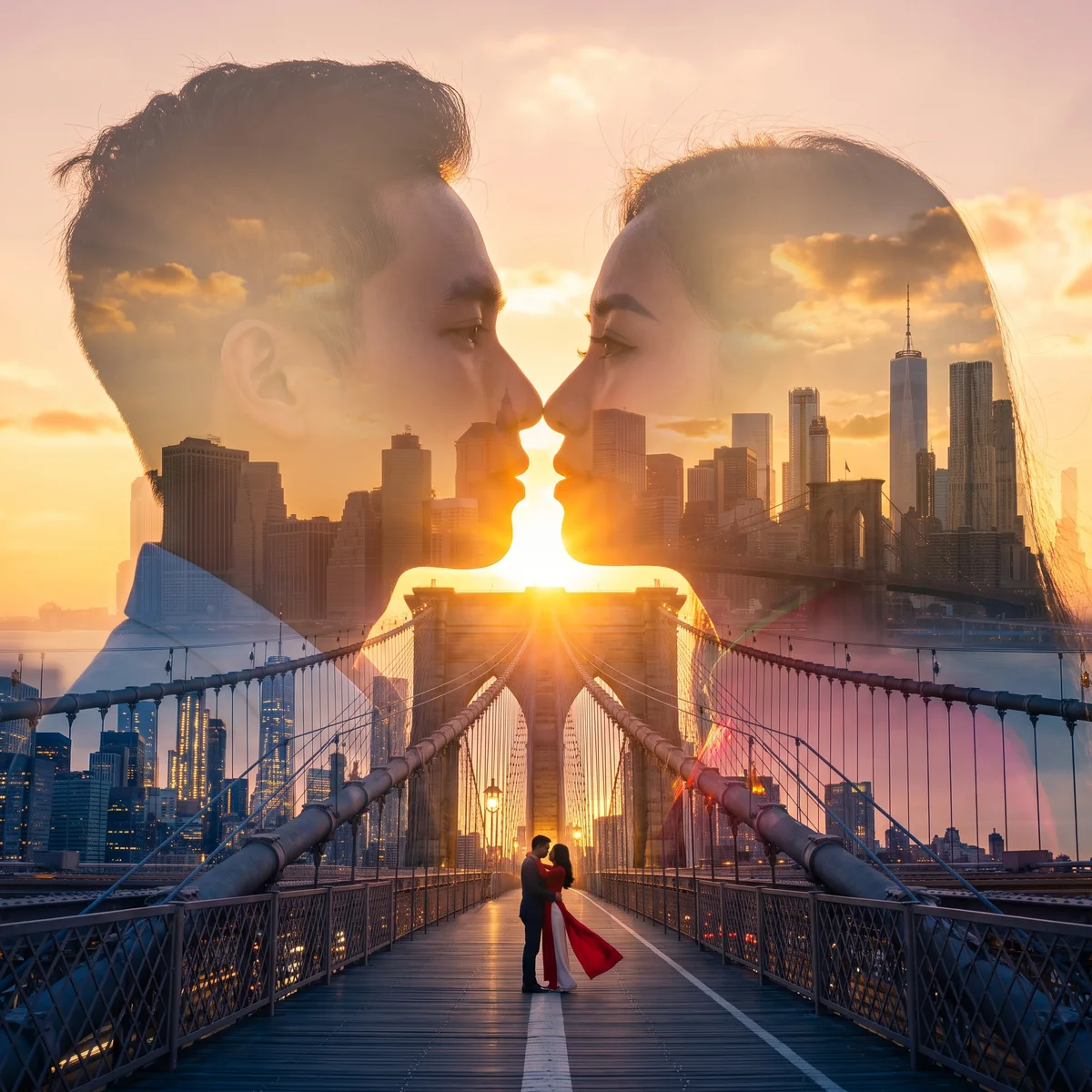 Hai khuôn mặt, một hoàng hôn: New York (tạo với AI)