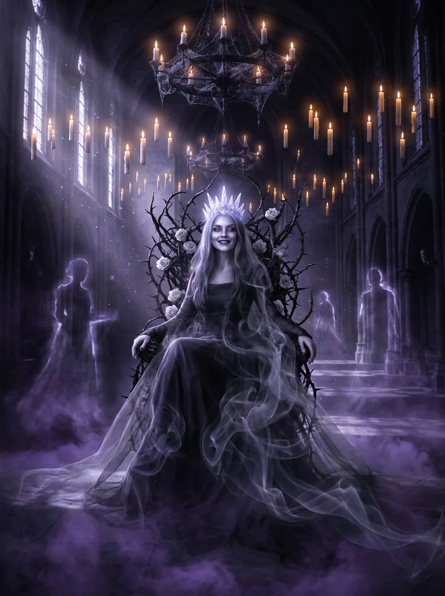 Reina fantasma del castillo embrujado (creado con IA)