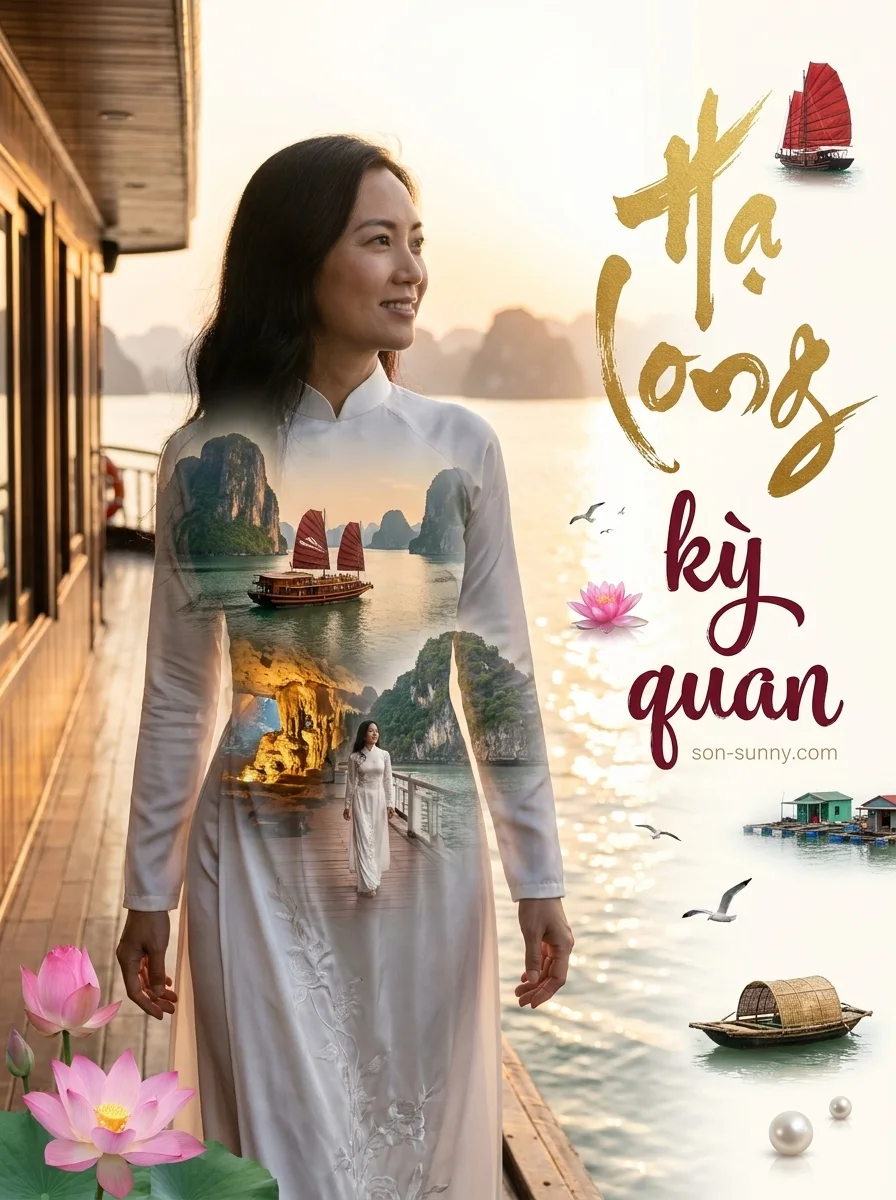 Hạ Long kỳ quan: atardecer de coral en la bahía (hecho con IA)
