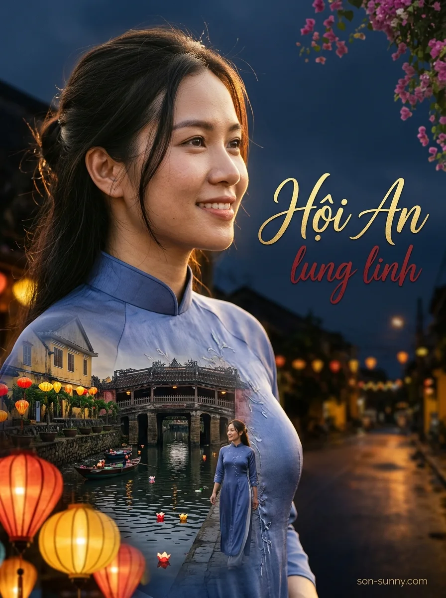 Hội An lung linh: lanterns at dusk (made with AI)