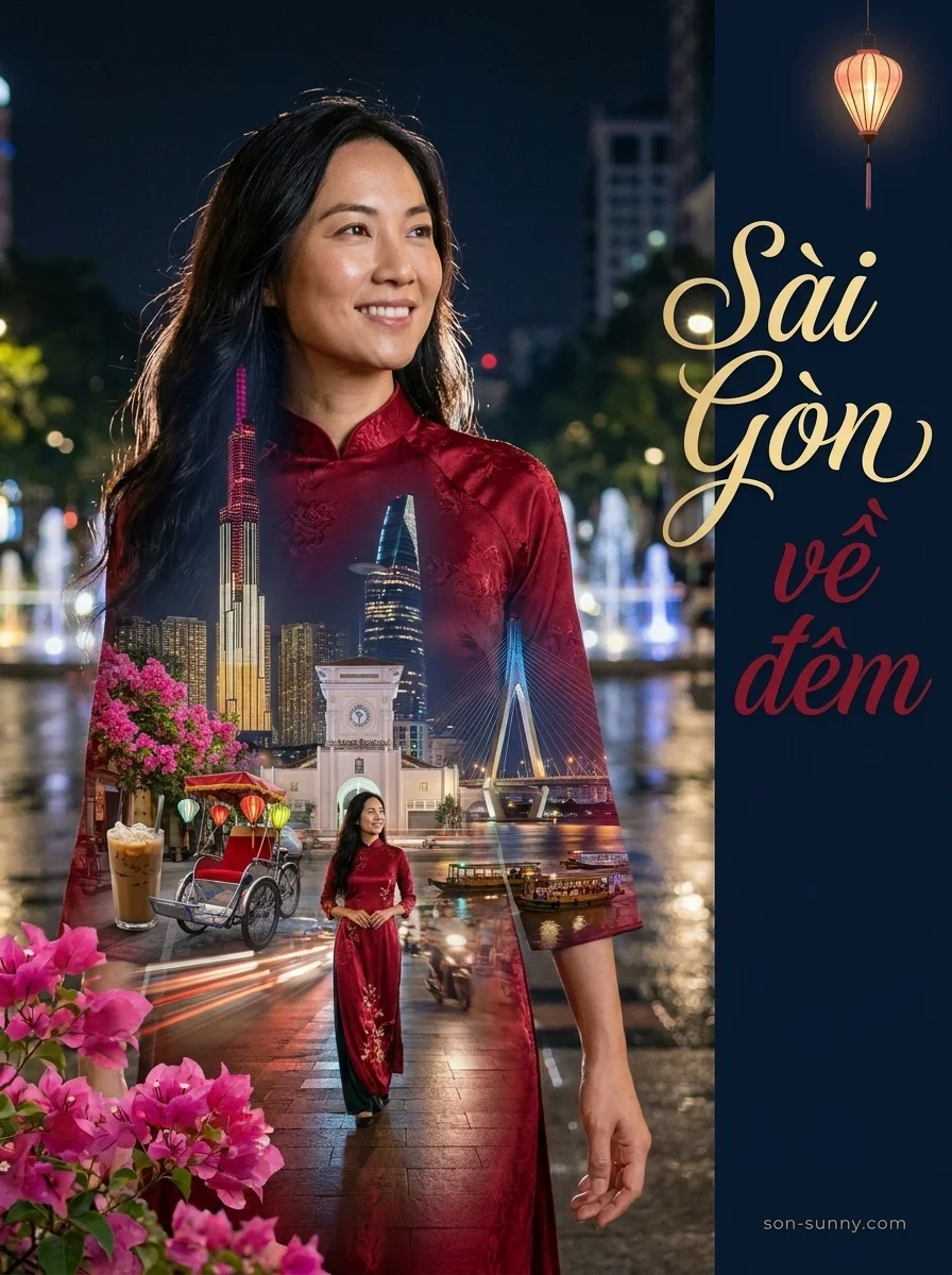 Sài Gòn về đêm: la ciudad de noche (hecho con IA)