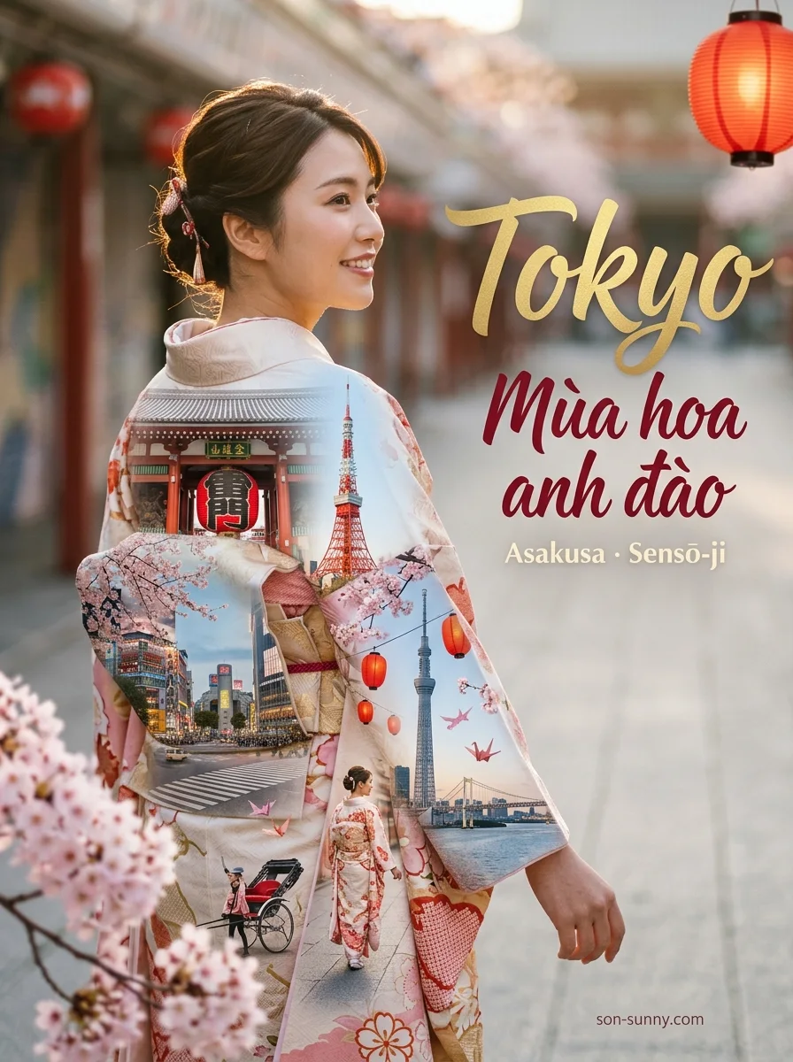 Tokyo in cherry-blossom season (made with AI)