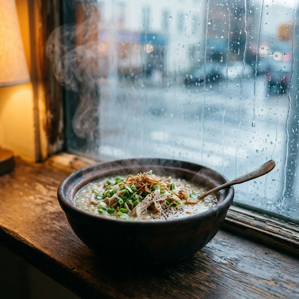 Rice porridge on a rainy day (made with AI)