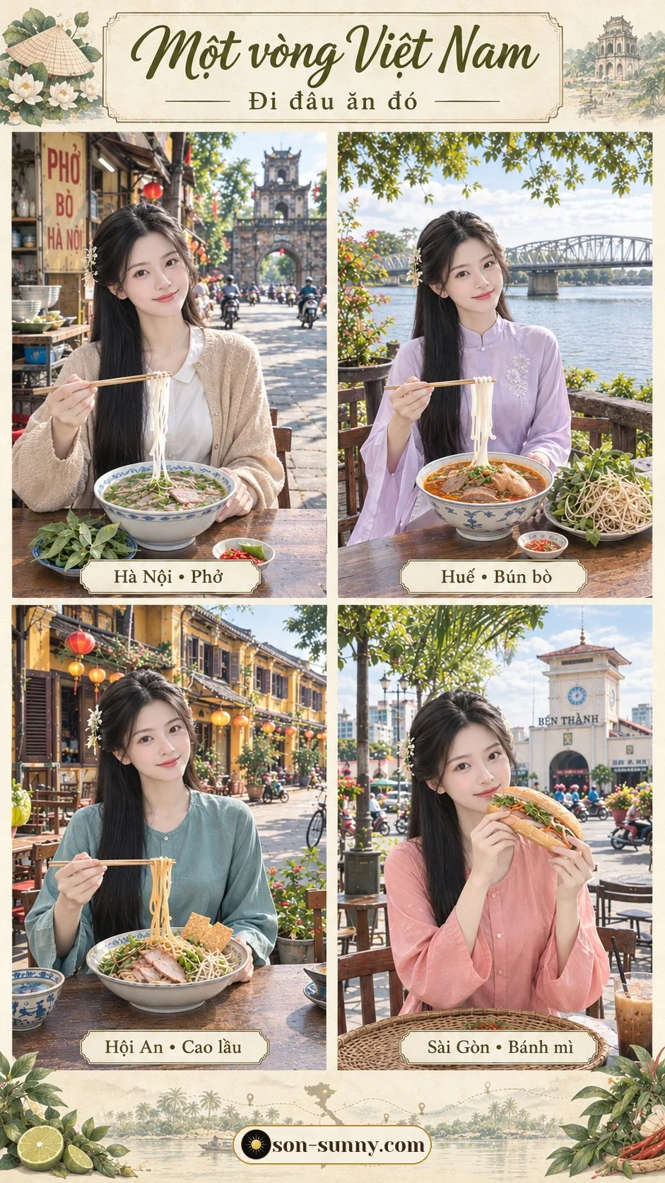 Around Vietnam, one dish per city (made with AI)