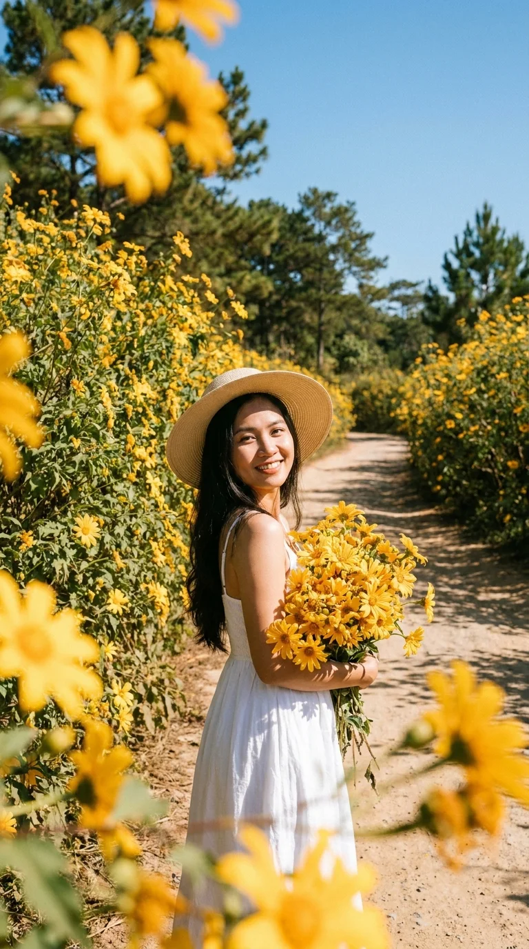 Đà Lạt wild sunflowers (made with AI)