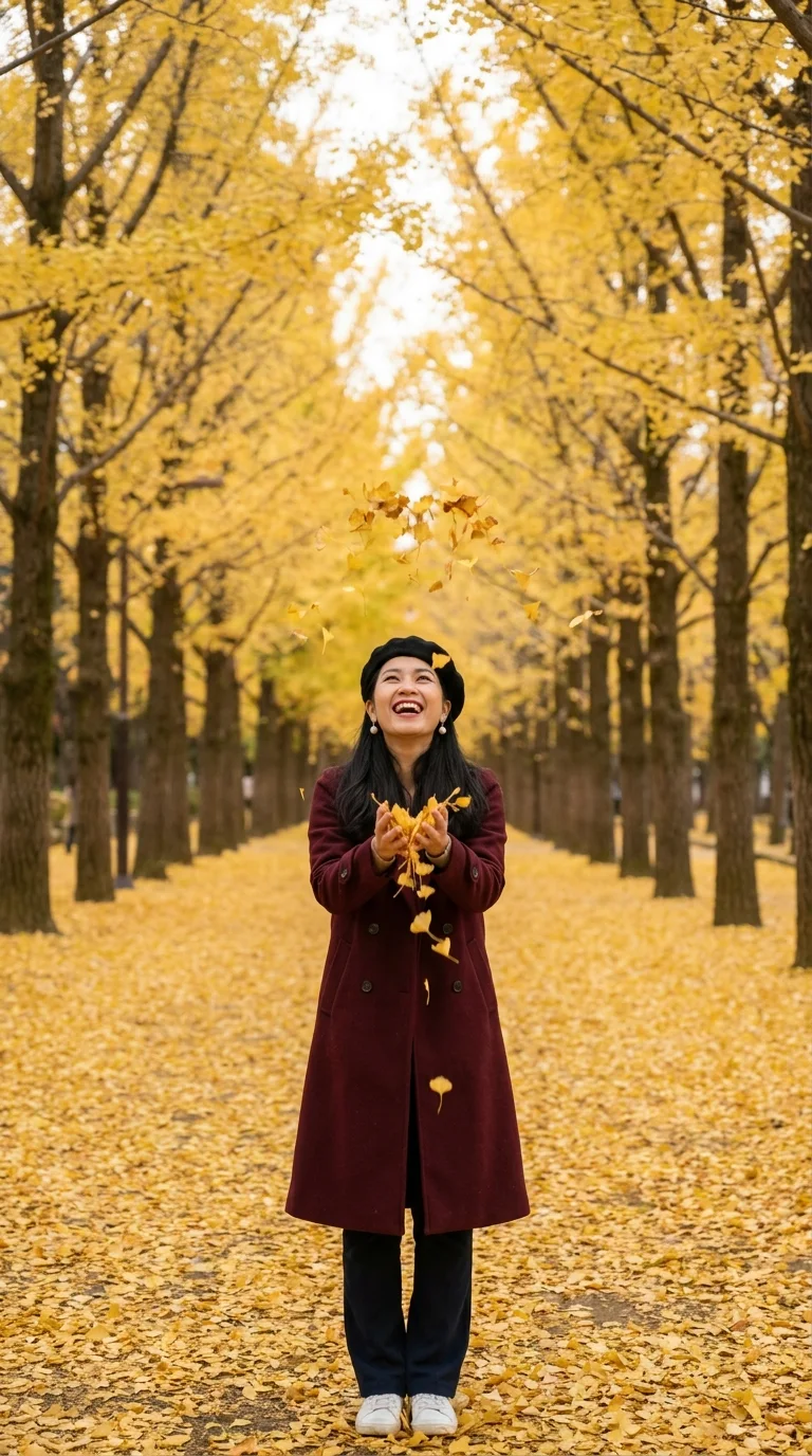 Avenida de ginkgo (hecho con IA)