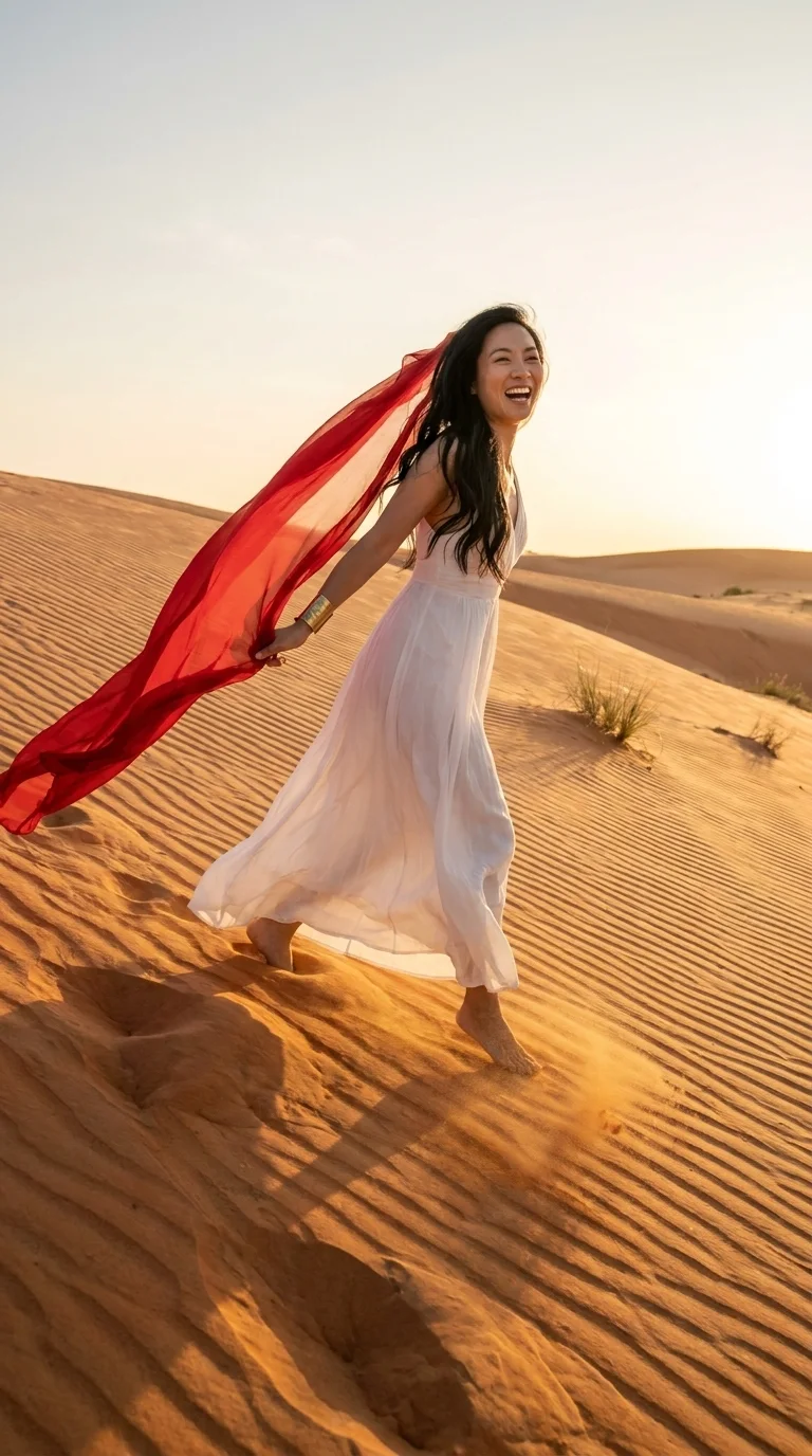 Corriendo por las dunas de Mũi Né (hecho con IA)