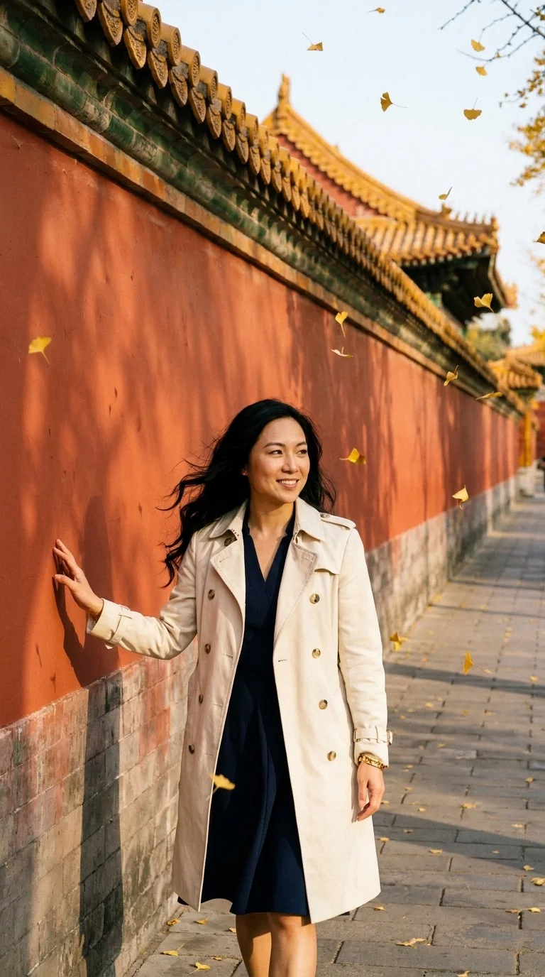 the Forbidden City: walking along the red wall (made with AI)