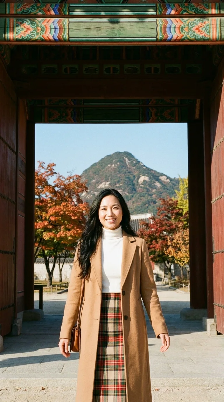 Gyeongbokgung Palace: walking through the palace gate (made with AI)