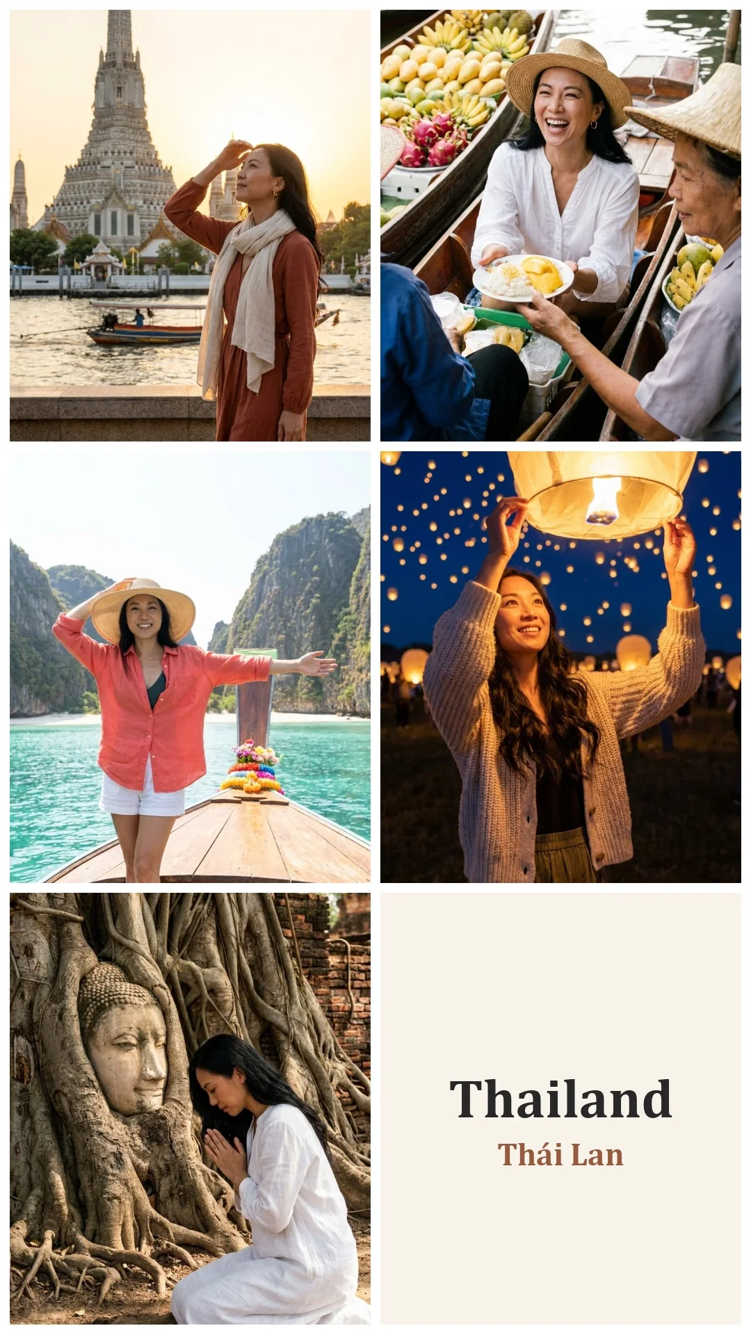 Thailand: 5 famous places, 5 moments (made with AI)